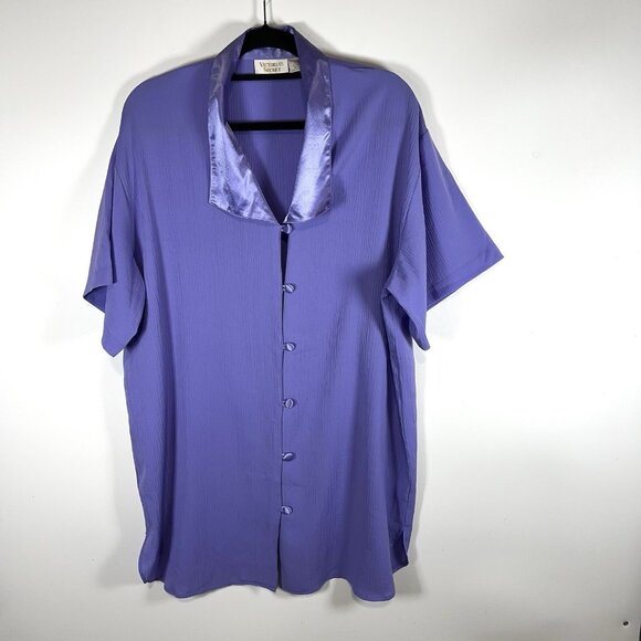 Victoria's Secret‎ Vintage Purple Button Up Night Shirt Women's Size M/L - Picture 1 of 8